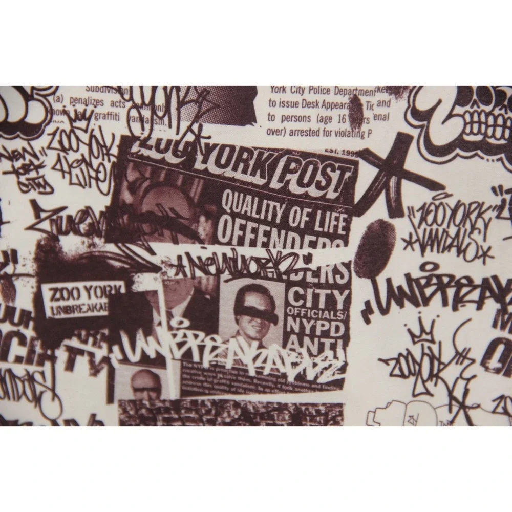 Zoo York VTG Y2K Graffiti Print Black/White Board Shorts Swim Trunks Sz 34